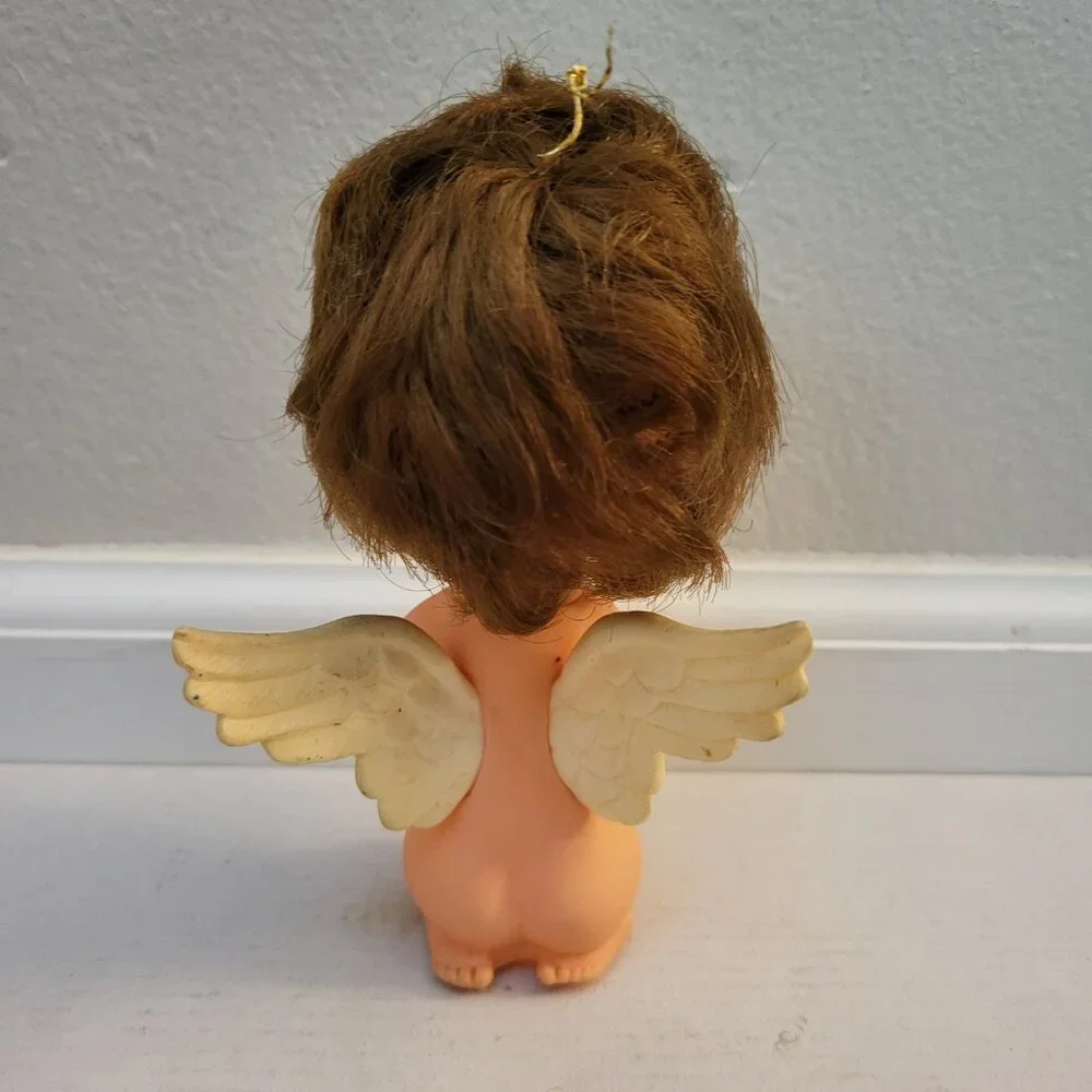 VTD 1970 Kamar Christmas Angel Big Eyes Ornament Doll Dark Hair Mod MCM Kitsch